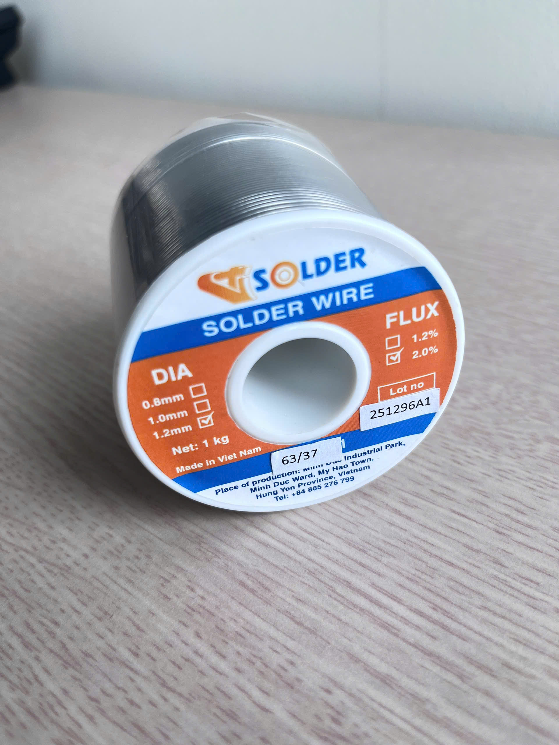 Dây Thiếc Hàn Sn63/Pb37 Có Lõi Nhựa Thông 500G – VT SOLDER